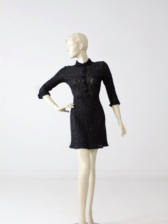 vintage 60s black knit mini dress