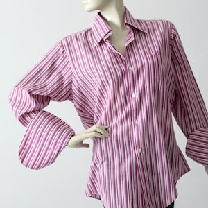 late 1960s men&#39;s striped button down, Jandy Place Barton Inc shirt with french cuffs