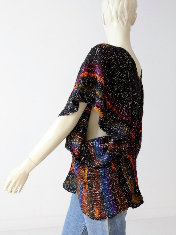 vintage 70s butterfly sleeve sweater, black metal… - image 5