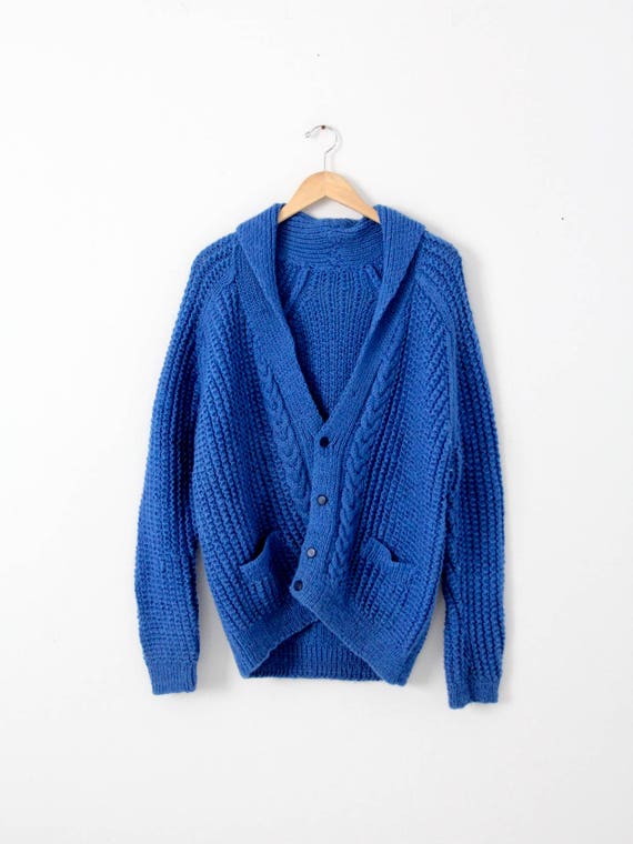 hand-knit vintage cardigan, chunky knit sweater