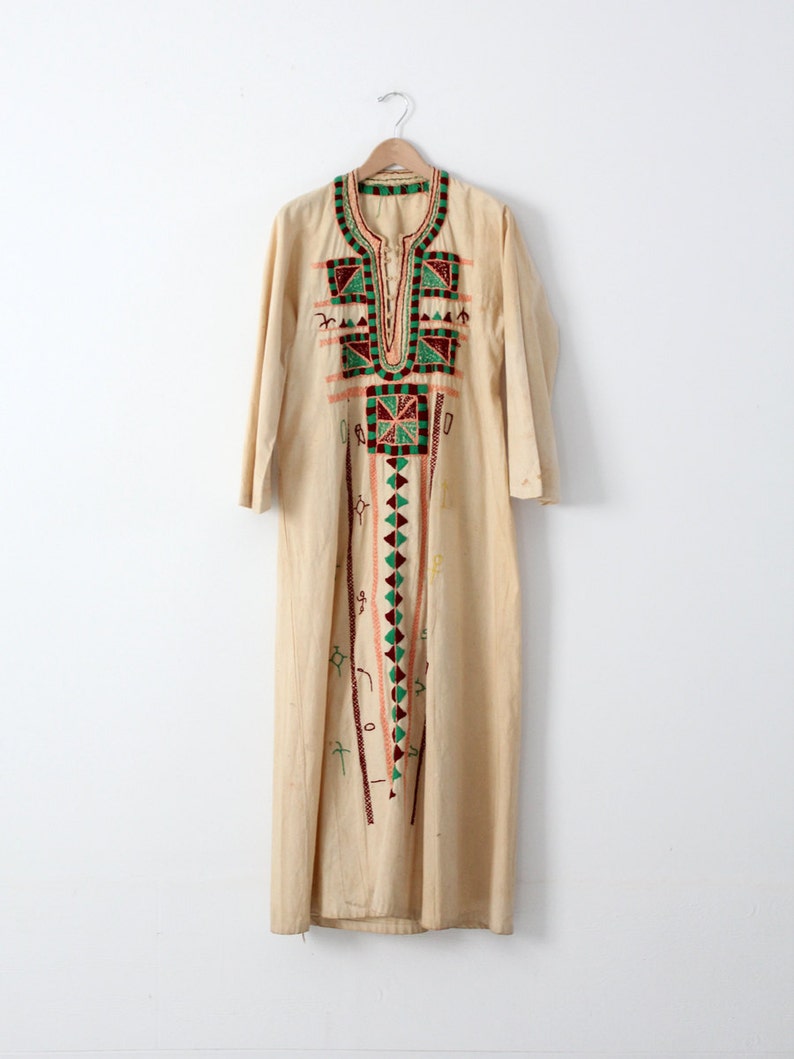 vintage embroidered tunic dress hippie caftan long kurt
