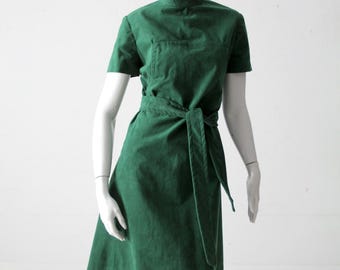 Emerald Green Faux Suede Midi Dress: V-neck Office Style - Etsy Emerald Green Faux Suede Midi Dress: V-neck Office Style - Etsy