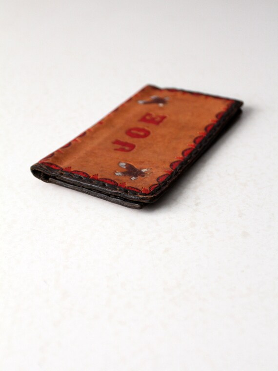 vintage 70s bison tooled leather wallet - image 10