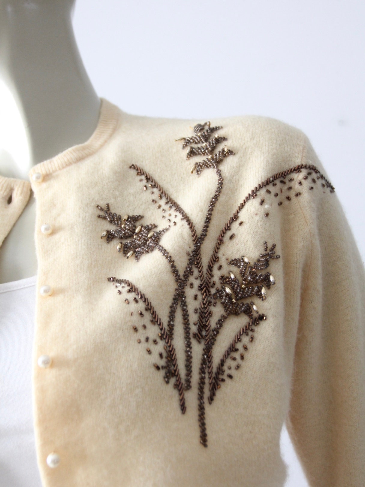 Beaded top cardigan sweaters