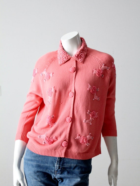 vintage Michael Simon pink beaded cardigan