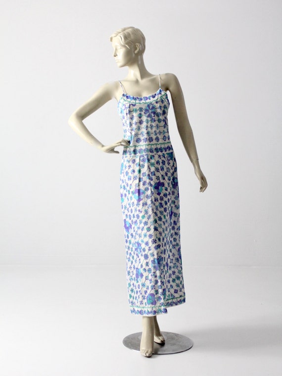 1960s Pucci FFR nylon maxi slip loungewear dress