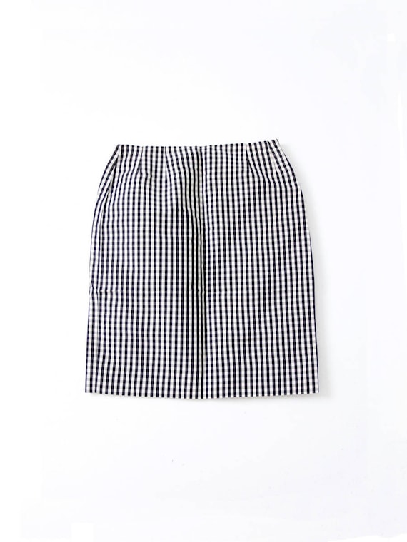 vintage Bill Blass pencil skirt, black gingham checker wiggle skirt