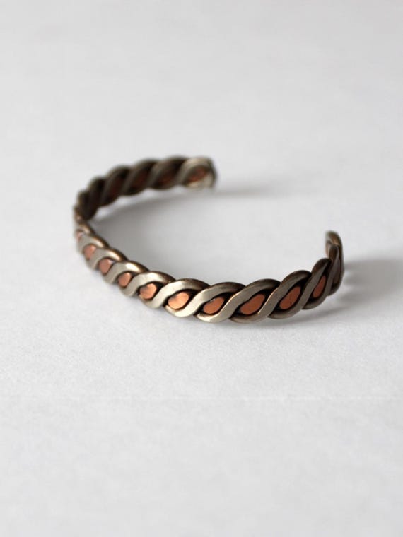 vintage mixed metal cuff bracelet - image 5