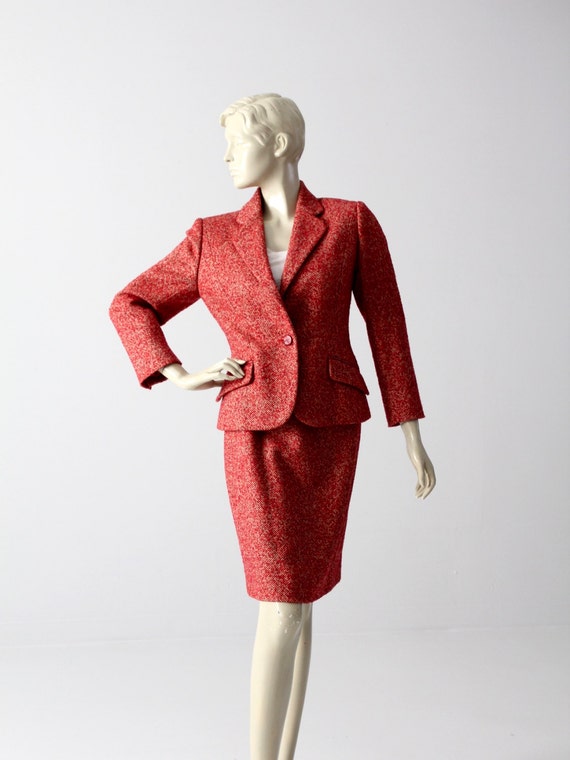 vintage Bill Blass women's suit, tweed blazer and… - image 1