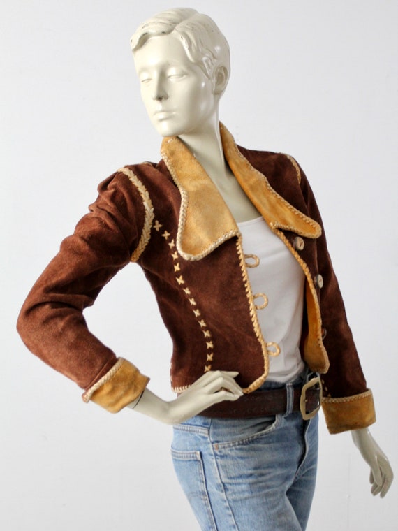 Buy 1970s NBL Style Leather Jacket, Suede Cropped Coat Online in  