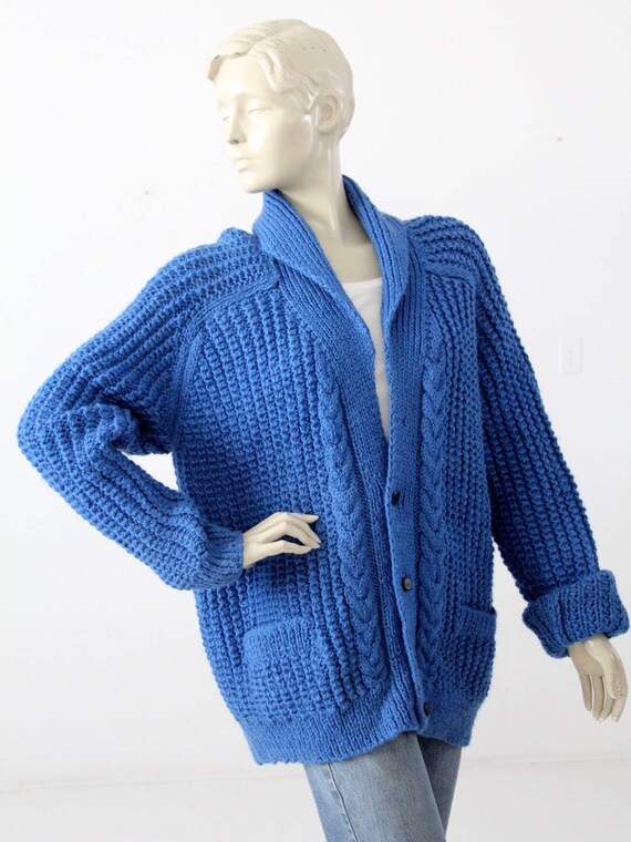 hand-knit vintage cardigan, chunky knit sweater - image 7