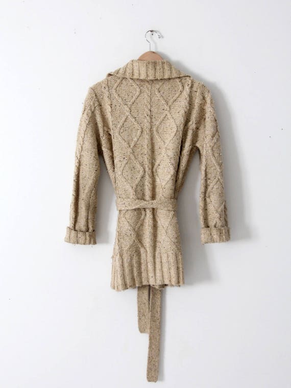 vintage cable knit wrap cardigan sweater, 1970s c… - image 6