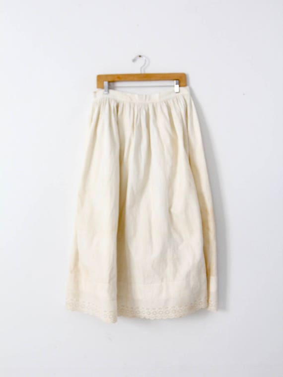 antique petticoat, cream cotton eyelet skirt