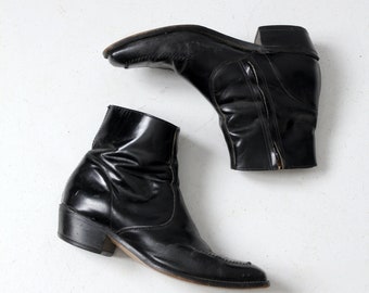 vintage men's black half boots, size 13D