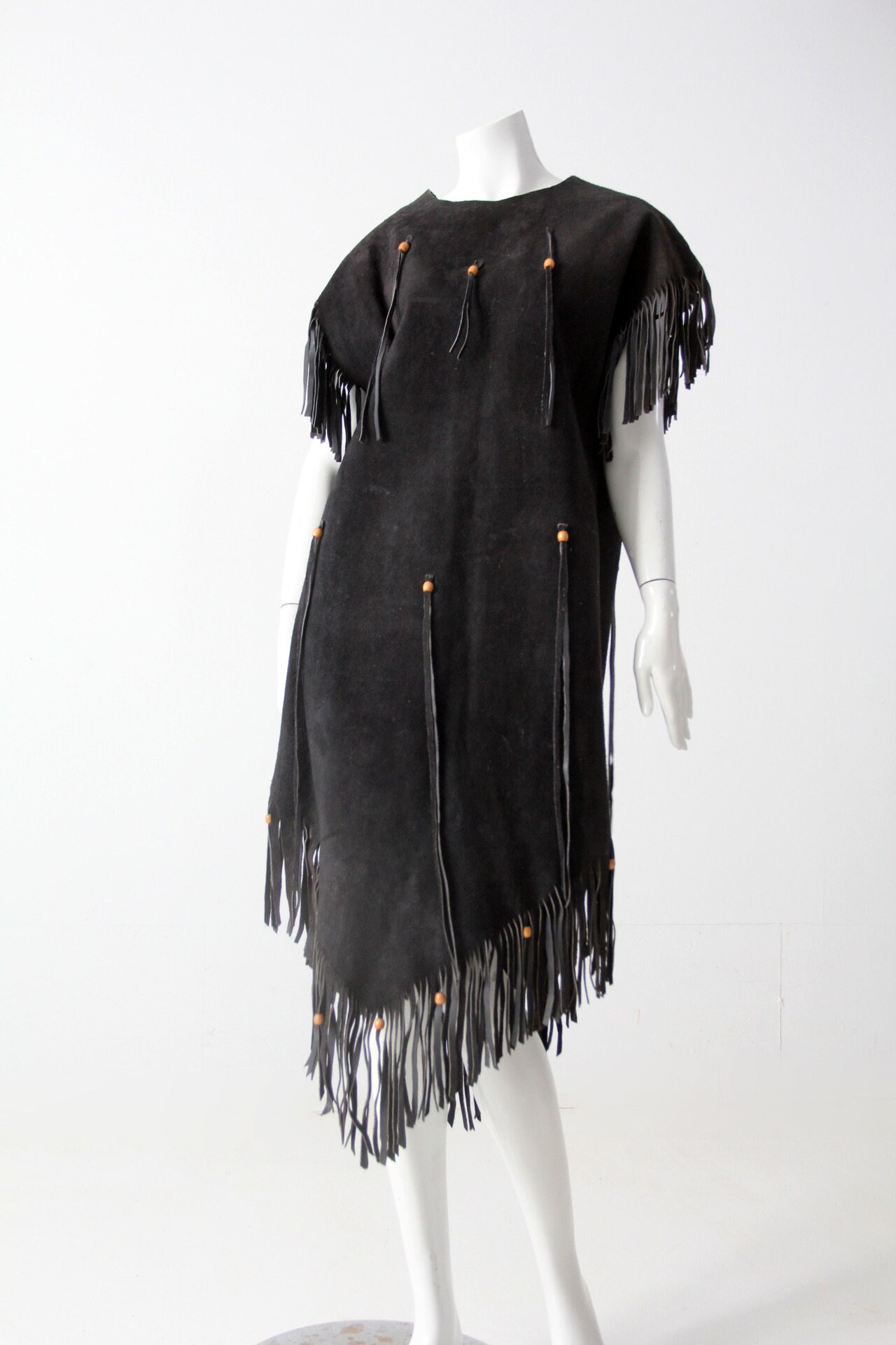 Vintage Suede Leather Fringe Dress - Etsy Australia