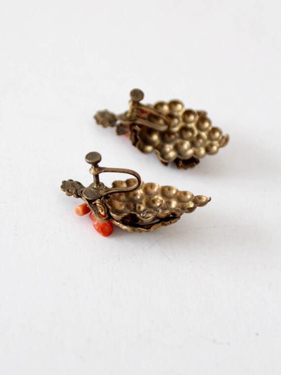 vintage Edwardian branch coral and bronze jewelry… - image 9