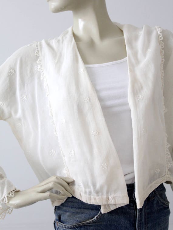 Edwardian blouse, 1900s sheer cotton top - image 8
