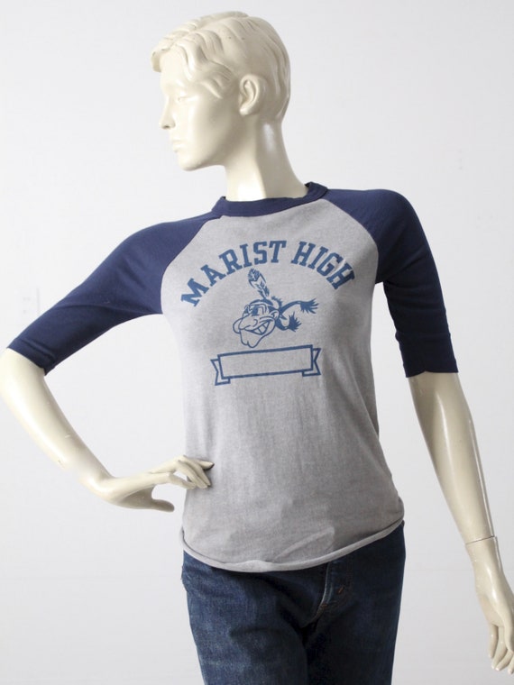 vintage school tee - 1980s Marist High School bas… - image 6