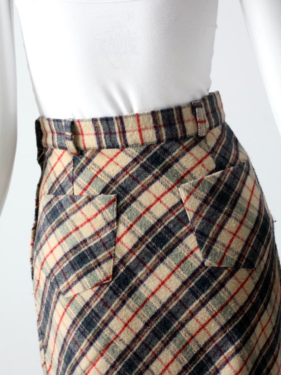 vintage plaid fitted a-line long skirt xs - image 10
