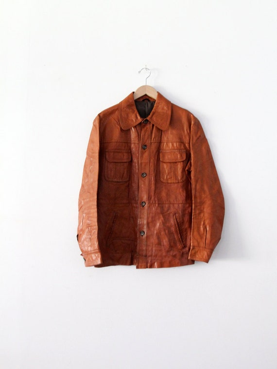 1970s vintage brown leather jacket