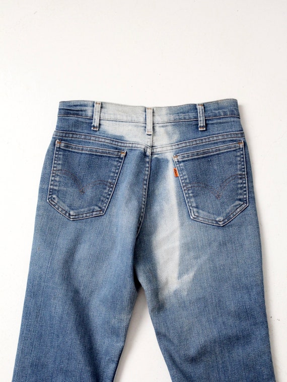 vintage 70s Levis 517 jeans, bleached boot cut de… - image 9