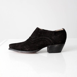 NaNa ankle boots, vintage western shoe boots, black suede booties, 7 D  (women 8.5)