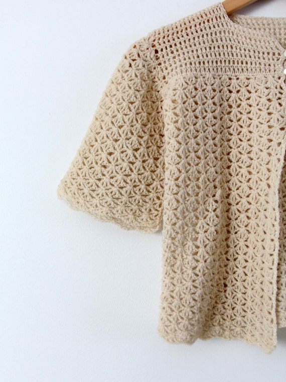 vintage 20s crotchet cardigan top, small sweater - image 3