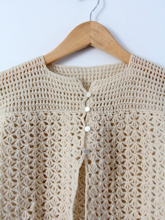 vintage 20s crotchet cardigan top, small sweater - image 2