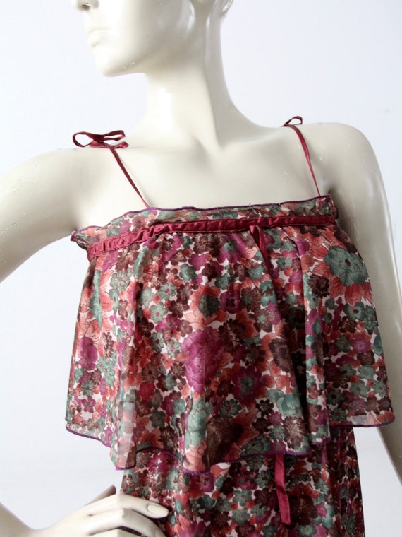 1970s tiered watercolor dress, vintage sheer flor… - image 4