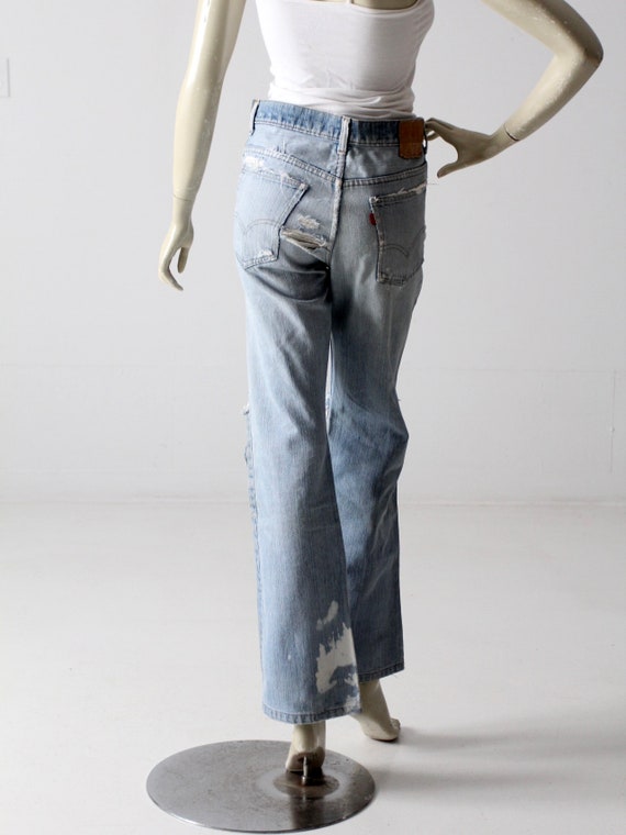 vintage Levis 517 jeans, distressed boot cut deni… - image 10