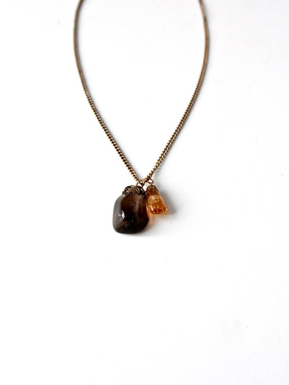 vintage charm necklace, agate stone pendant neckla