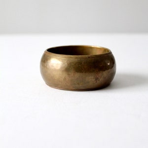 chunky brass bangle, vintage hammered brass stacking bracelet