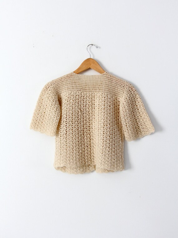 vintage 20s crotchet cardigan top, small sweater - image 4