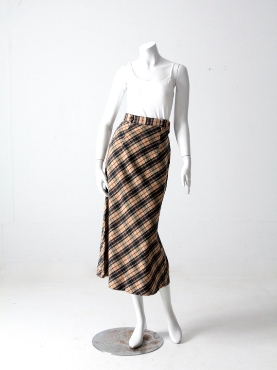 vintage plaid fitted a-line long skirt xs - image 1