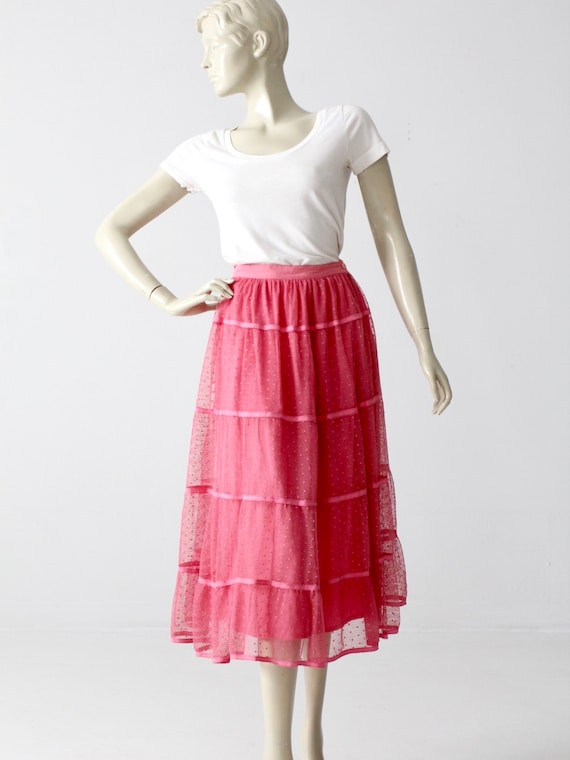 vintage pink tulle skirt, French crinoline style … - image 1