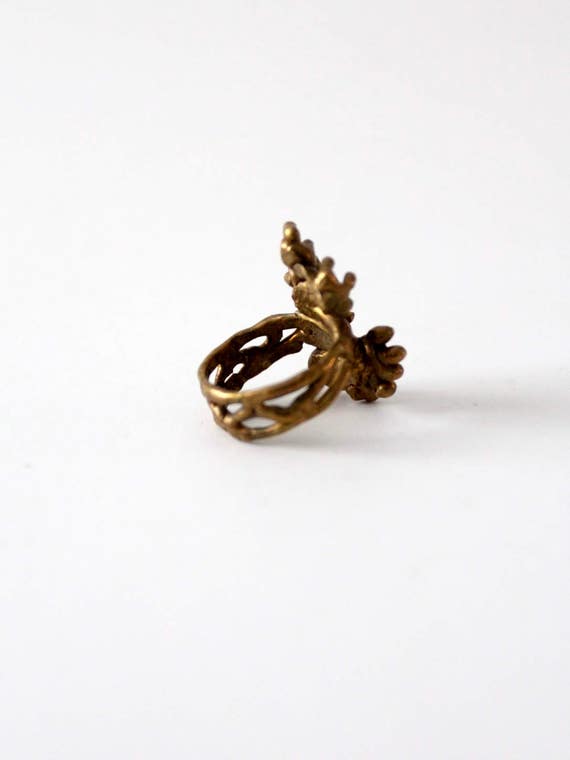 brutalist bronze ring, 1970s vintage bronze moder… - image 4