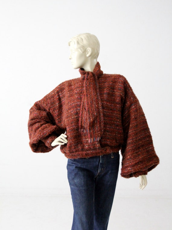 vintage Nikos Handwoven sweater, 80s art knit jack