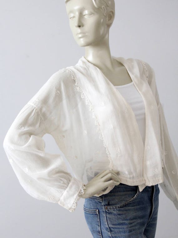 Edwardian blouse, 1900s sheer cotton top - image 4