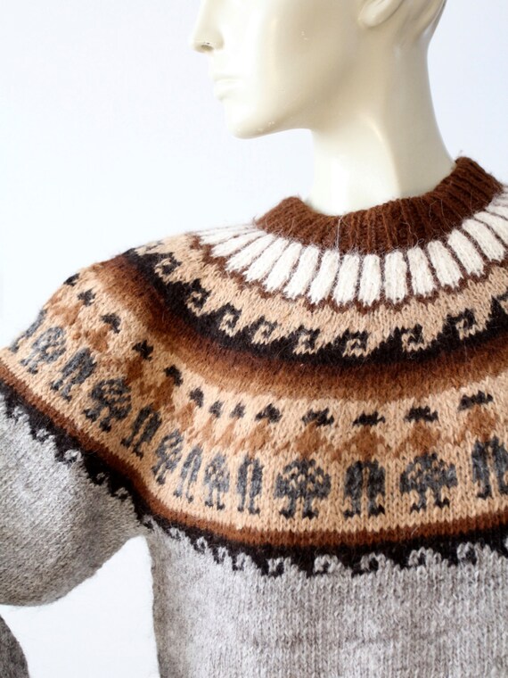 vintage fair isle sweater, alpaca pullover knit j… - image 5