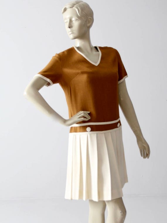vintage Bobbie Brooks dress, wool knit drop waist… - image 2