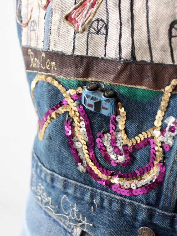 vintage puff paint Levis denim jacket, Detroit cu… - image 10