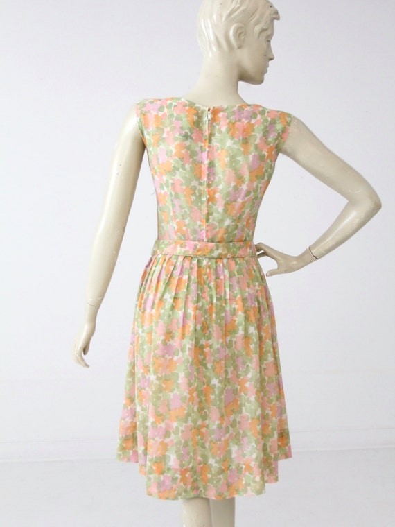 1960s floral dress with belt, watercolor garden p… - image 4