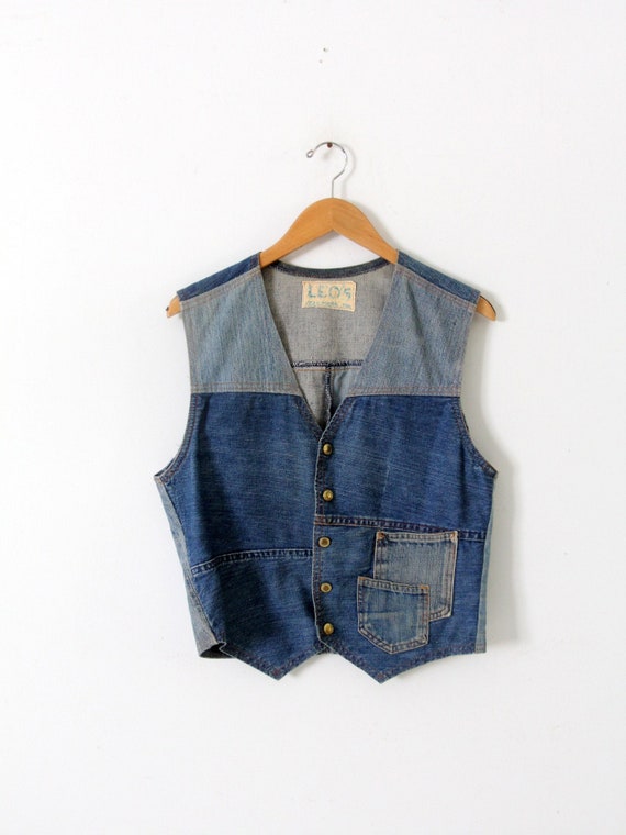 vintage custom denim vest - image 1