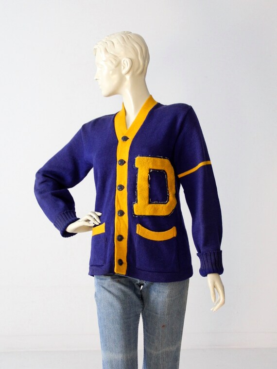 1950s school cardigan, vintage cheerleader sweater - image 1