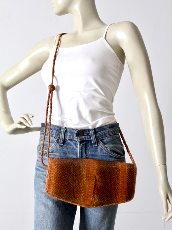 vintage snakeskin purse, crossbody shoulder bag - image 10