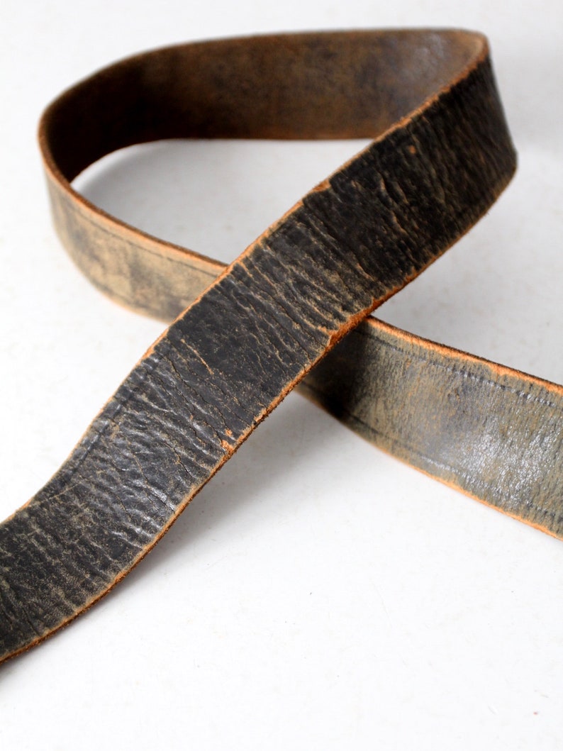 black leather belt with brass buckle vintage Odd Fellows belt and buckle