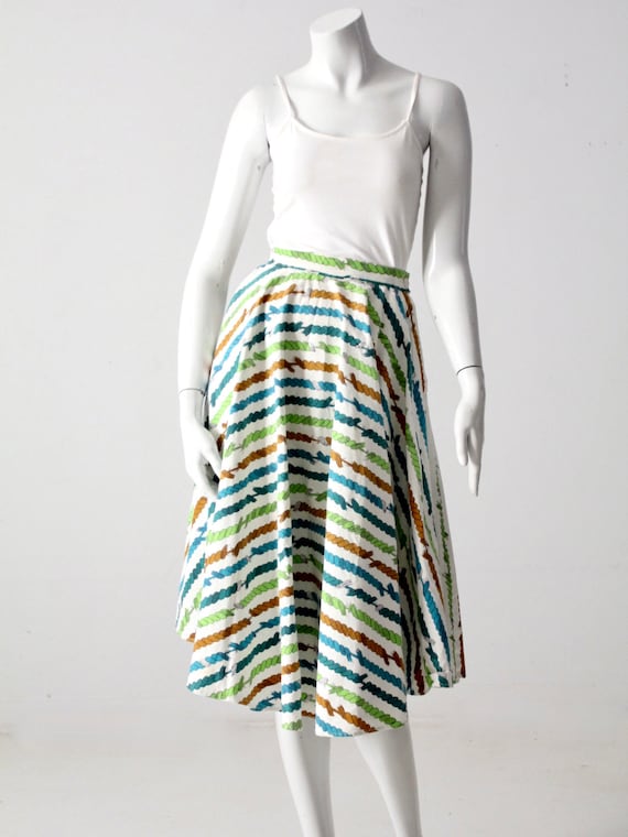 vintage circle skirt - novely print full skirt