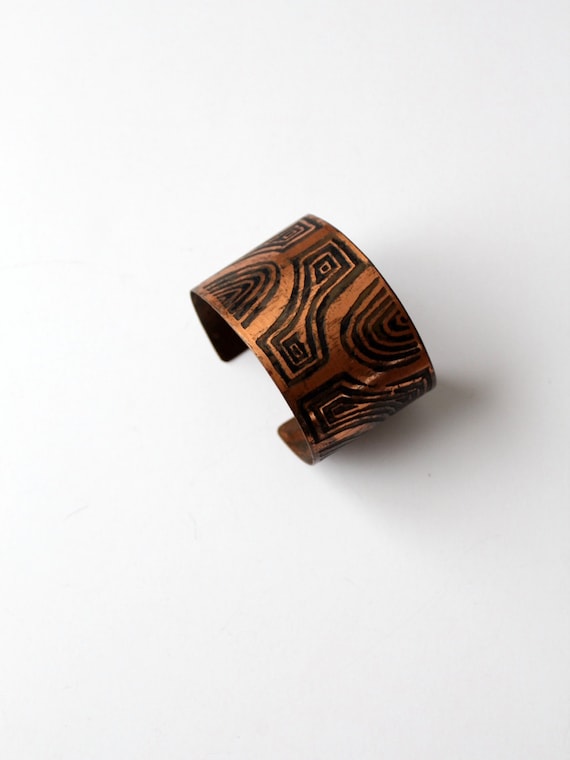 vintage copper cuff, signed copper bracelet