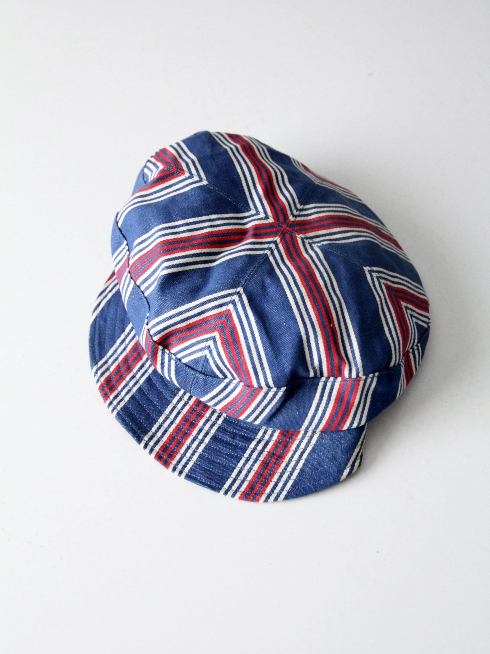 Vintage 70s Cap, Red, White, and Blue Newsboy Hat Etsy