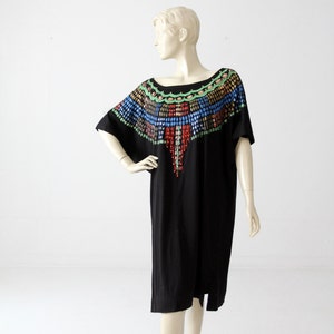 1980s Luv Tricot jersey dress, vintage black painted dress image 3